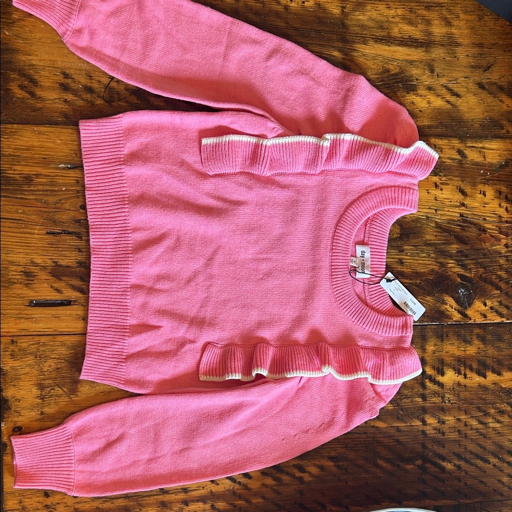 Elegant Pink Ruffle Sweater